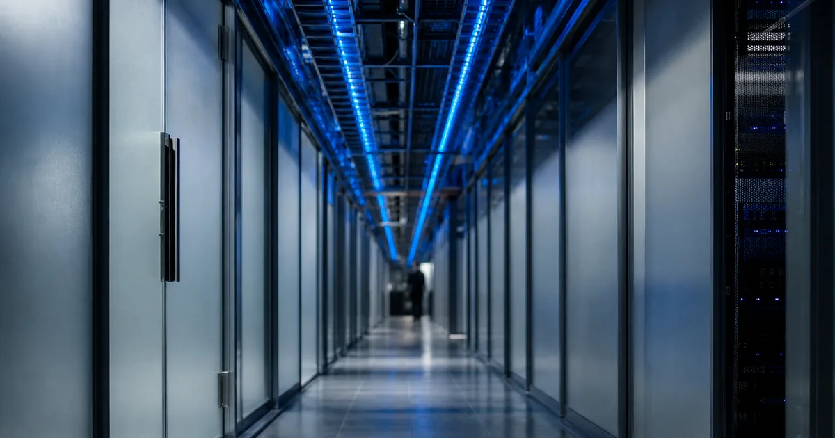 A network operations engineer reviews multi-screen dashboards displaying live infrastructure maps in a dimly lit enterprise data center