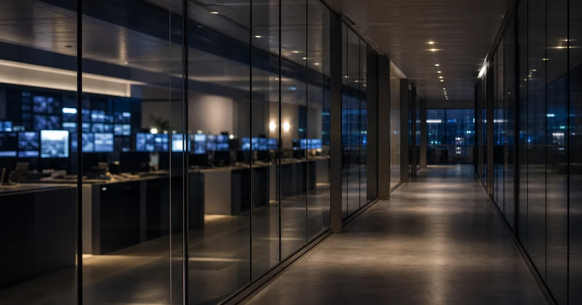 A security operations engineer reviewing cloud infrastructure dashboards on multiple monitors in a dimly lit enterprise NOC