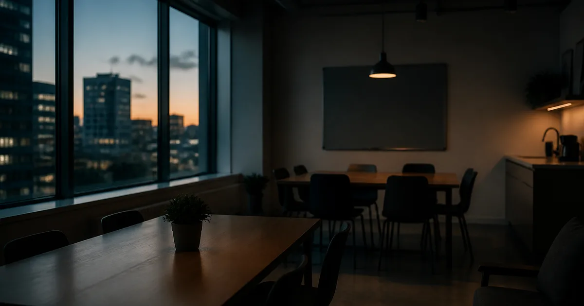 A hiring manager and an HR staffer review paperwork and a laptop showing visa forms at a conference table in a modern office