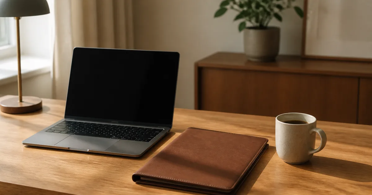A professional reviewing visa paperwork and a passport at a desk with a laptop in soft office light