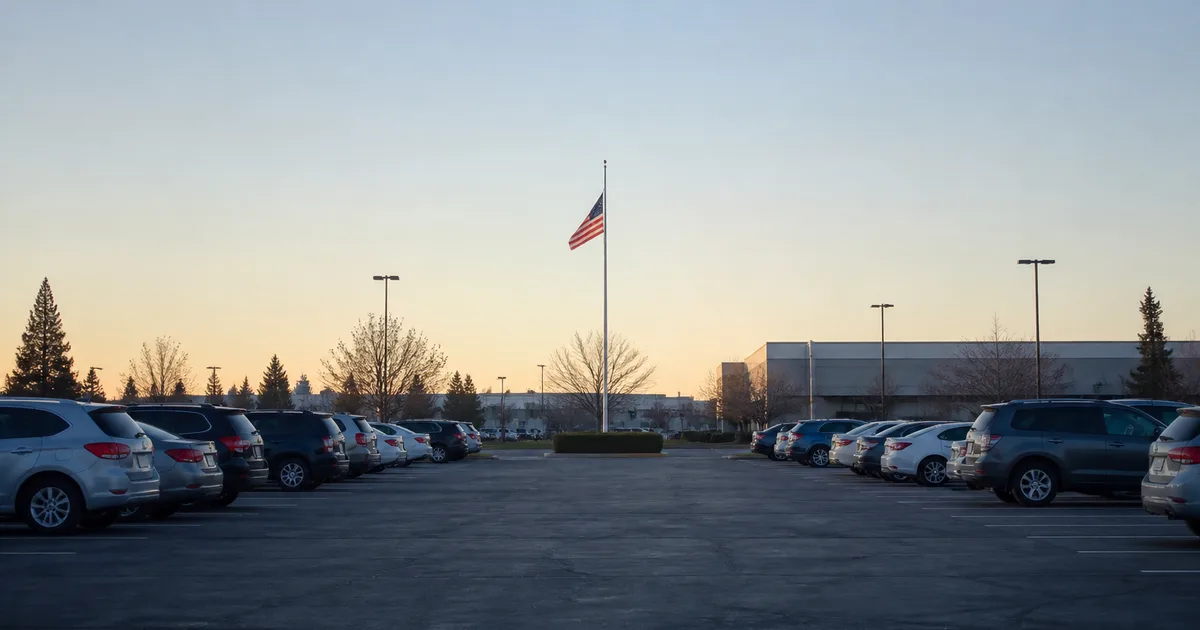 A professional reviewing immigration paperwork at a desk beside a laptop and a cup of coffee, soft morning light