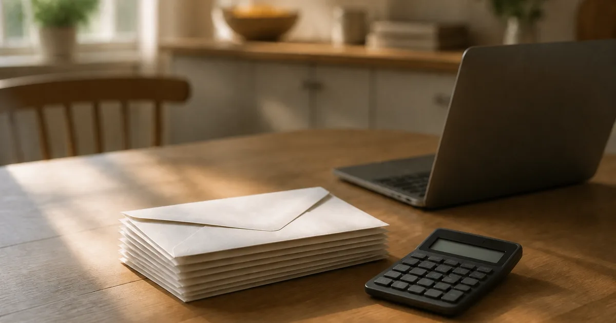 A young professional at a kitchen table reviewing tax documents and a laptop showing IRS forms in morning light