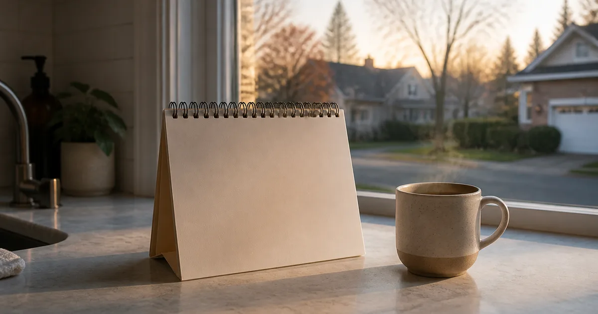 A person reading an official approval letter at a home desk beside a laptop in soft morning light