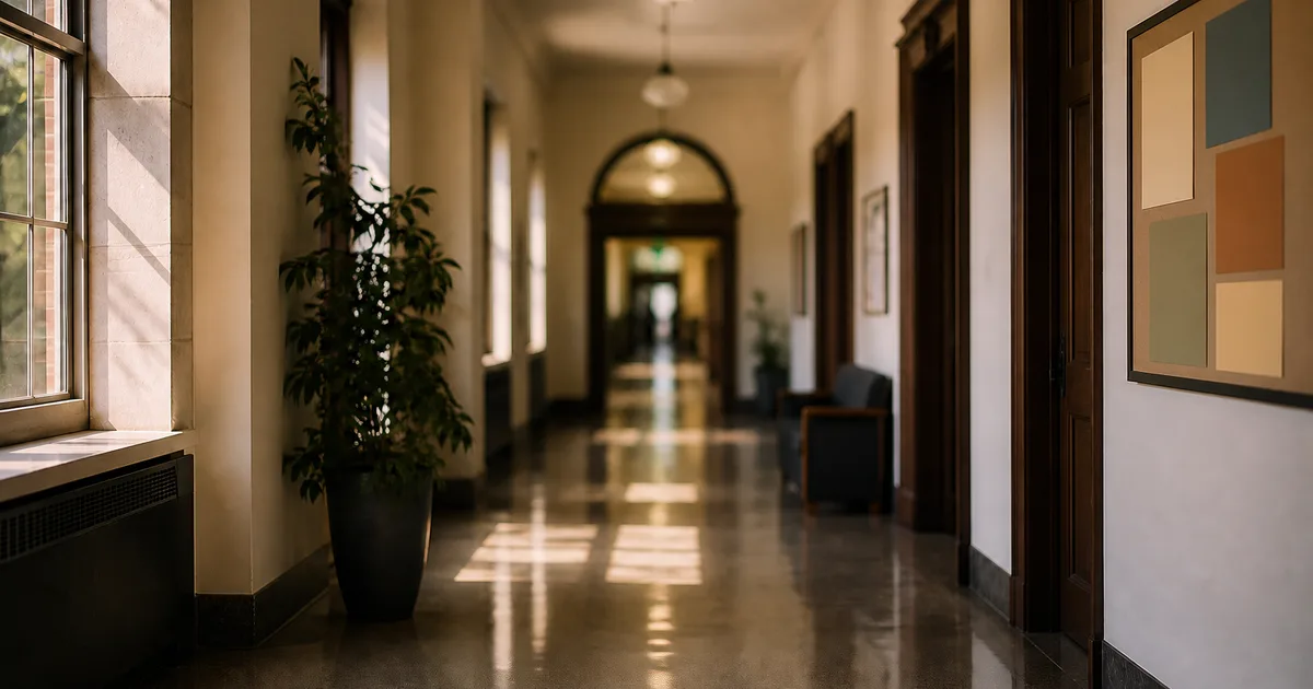 A student services advisor and a college student reviewing paperwork together in a sunlit campus office