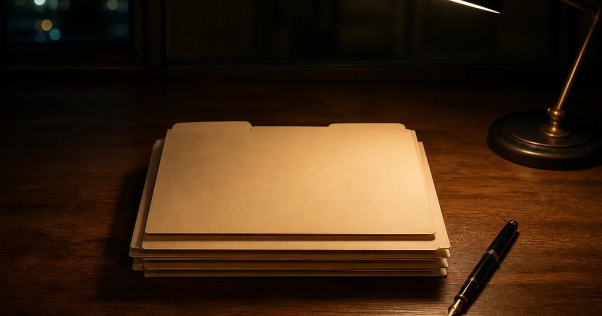 A professional at a desk reviewing visa paperwork and a folder of employment documents beside a laptop