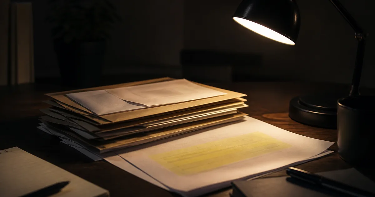 A student reviewing immigration paperwork and a laptop at a kitchen table with soft daylight