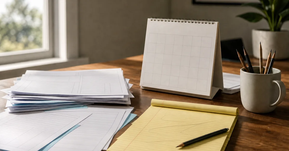 A couple sitting at a kitchen table reviewing tax documents together with a laptop open and papers spread around them